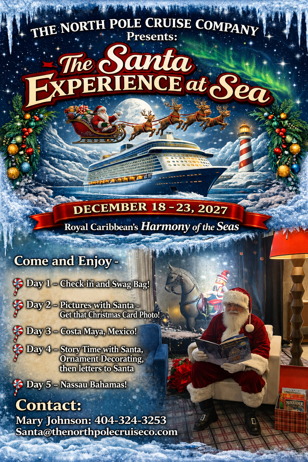 2027 flyer Harmony of the Seas Santa Experience December 2027 North Pole Cruise Co